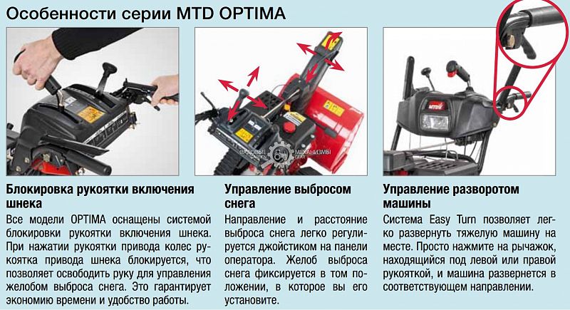 Снегоуборщик MTD Optima ME 66 (USA, 66 см., ThorX, 277 куб.см., эл/стартер 220В, разблокировка колёс, фара, 100 кг.)